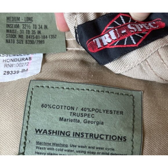 Tru-Spec Sand Cargo Pants Tactical Vintage Military Ripstop Gorpcore Mens M-Long - Picture 3 of 9